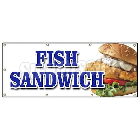 Signmission FISH SANDWICH BANNER SIGN haddock cod fresh deep fried beer battered B-96 Fish Sandwich